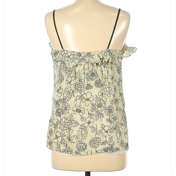 MILLY Cream & Gray Floral Sleeveless Silk Top Size 6 - Picture 2 of 3